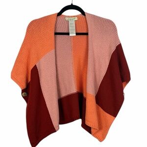 Cocogio Made in Italy Colorblock Knit Cardigan Poncho One Size Cotton Boho
